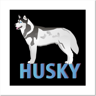 Lively Husky Dog Side View Posters and Art